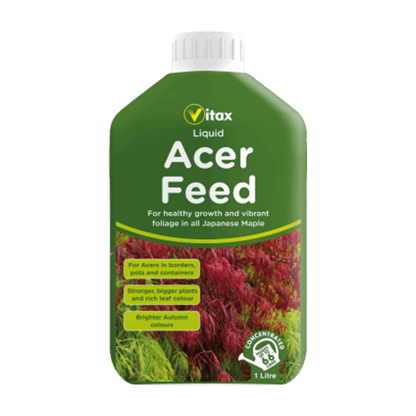 Acer Liquid Feed - 1 Litre is expertly formulated to ensure strong growth and vibrant foliage in Japanese Maples, promoting healthier plants and enhancing brighter autumn colours.