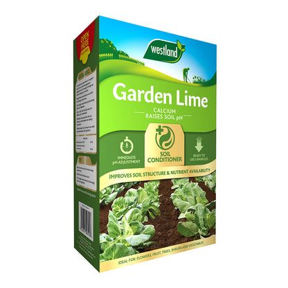 Westland Garden Lime 4Kg is a soil conditioner that raises soil pH, reduces acidity, and enhances structure. It's suitable for flowers, fruit, trees, shrubs, and vegetables.