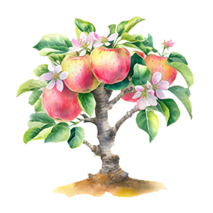 Compact apple trees for small gardens with high yield and aesthetic blooms.